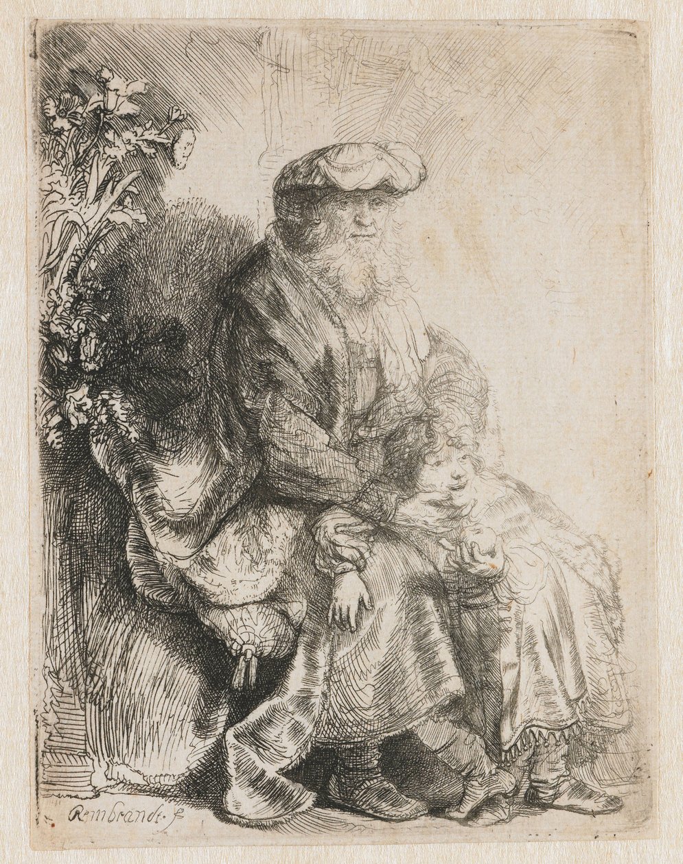 Abraham caressant Isaac - Rembrandt van Rijn