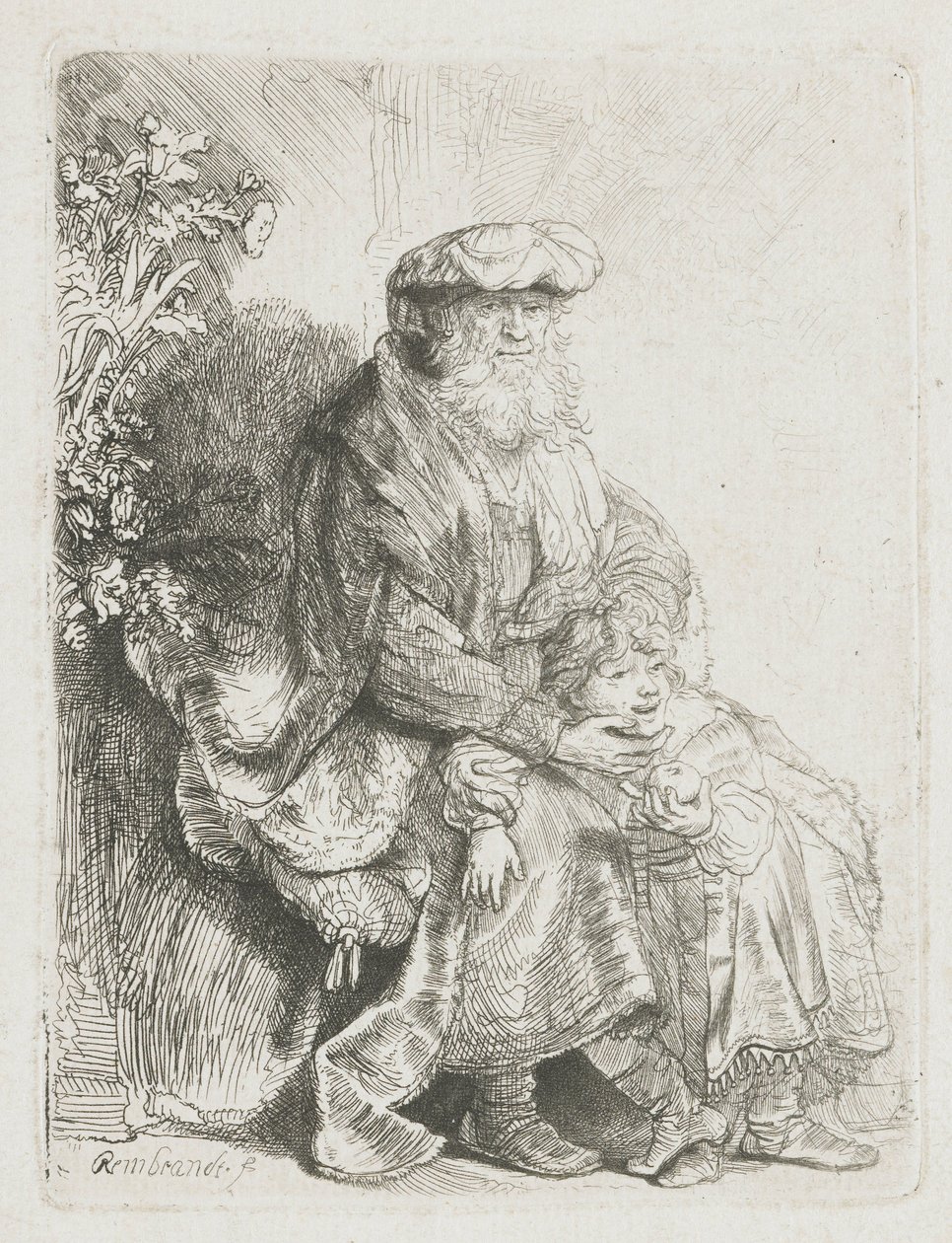Abraham caressant Isaac - Rembrandt van Rijn