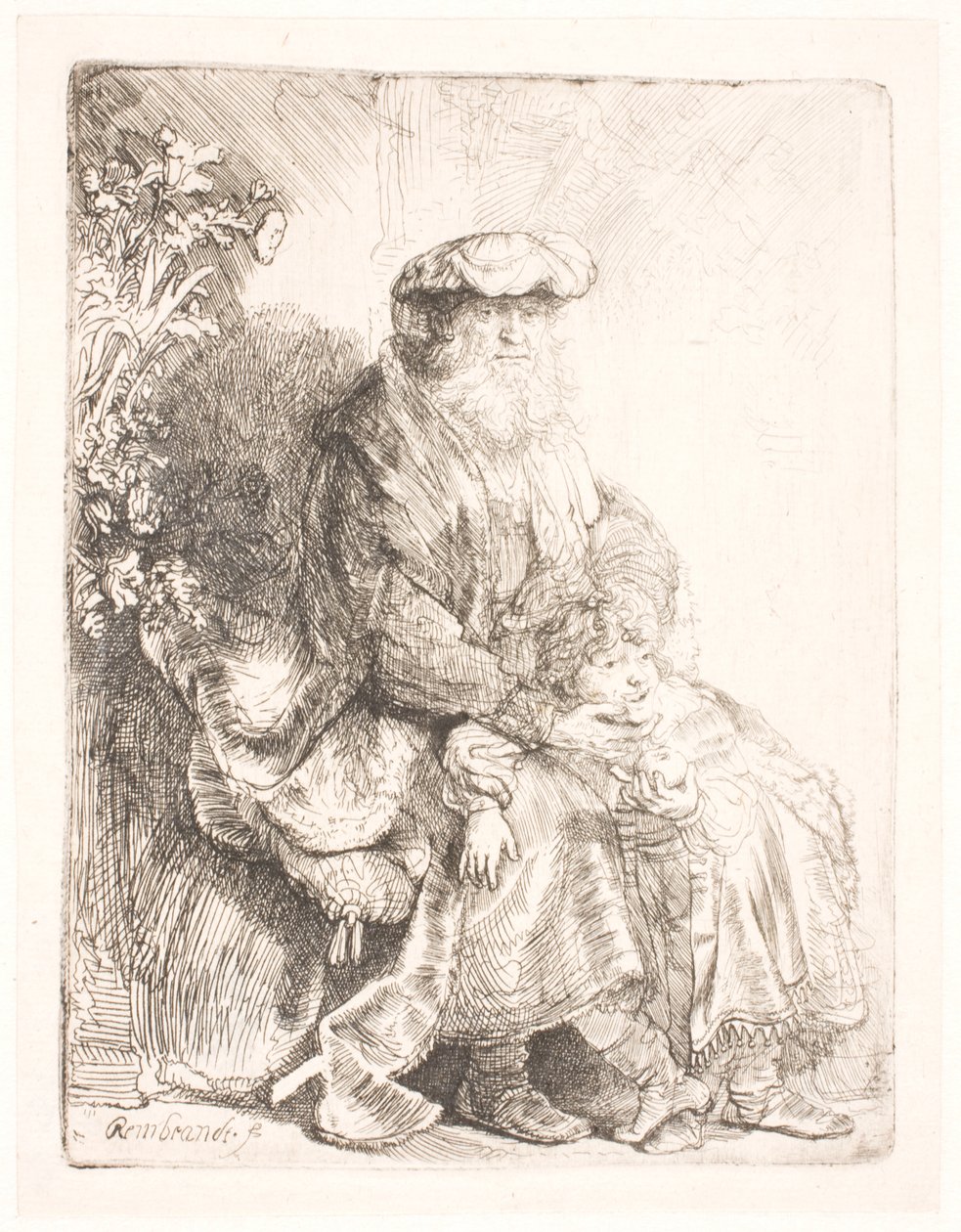 Abraham caressant Isaac - Rembrandt van Rijn