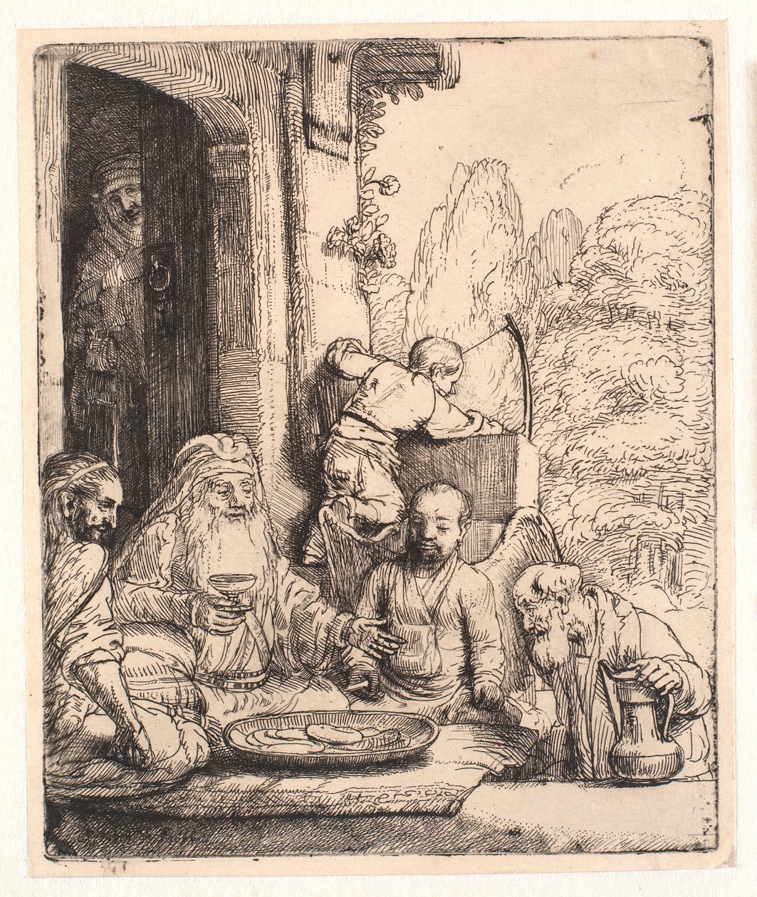 Abraham recevant les anges - Rembrandt van Rijn