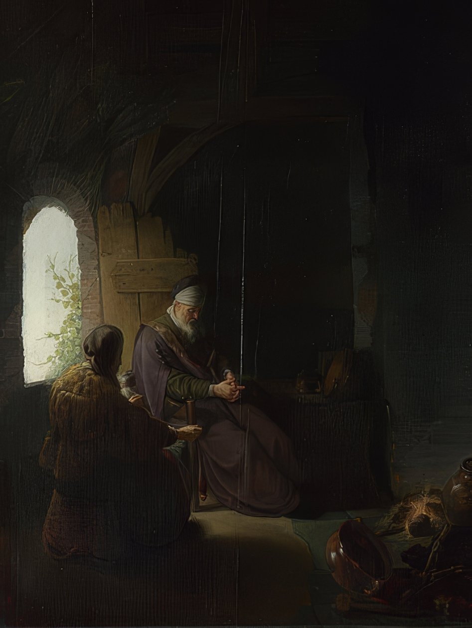 Anne et le Tobie aveugle - Rembrandt van Rijn