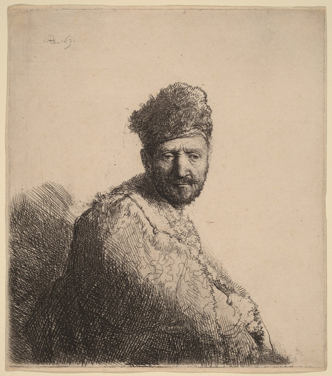 Homme barbu, coiffé d