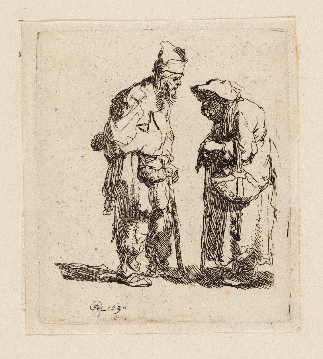 Mendiant et mendiante conversant - Rembrandt van Rijn