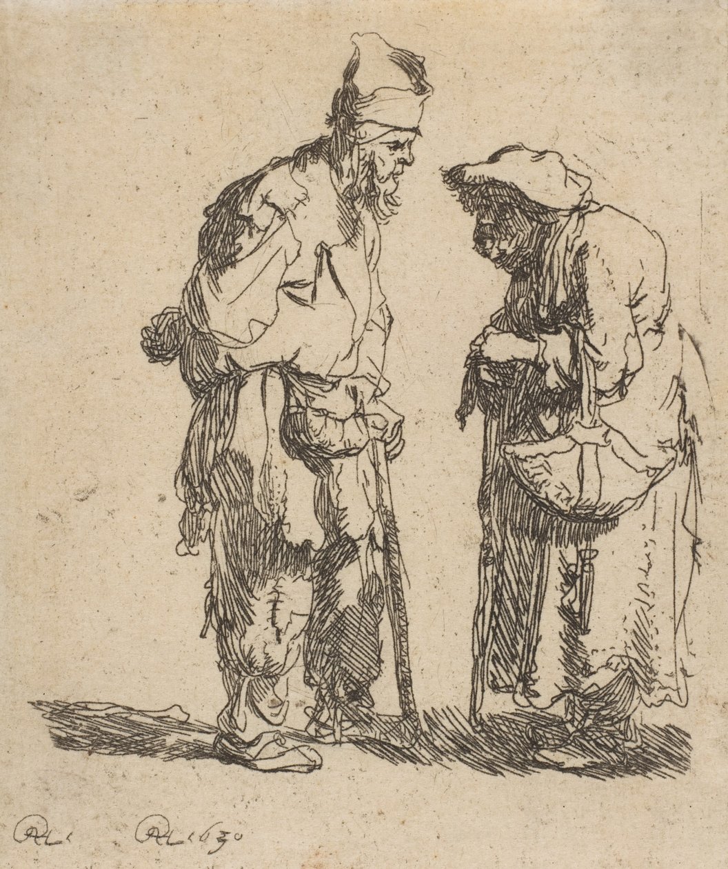 Mendiant et mendiante conversant - Rembrandt van Rijn