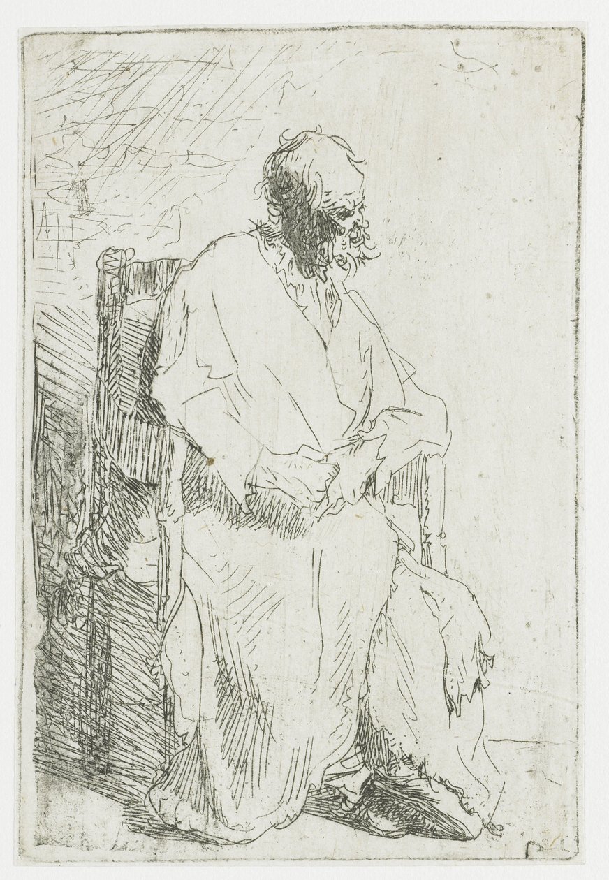 Mendiant, assis dans un fauteuil - Rembrandt van Rijn