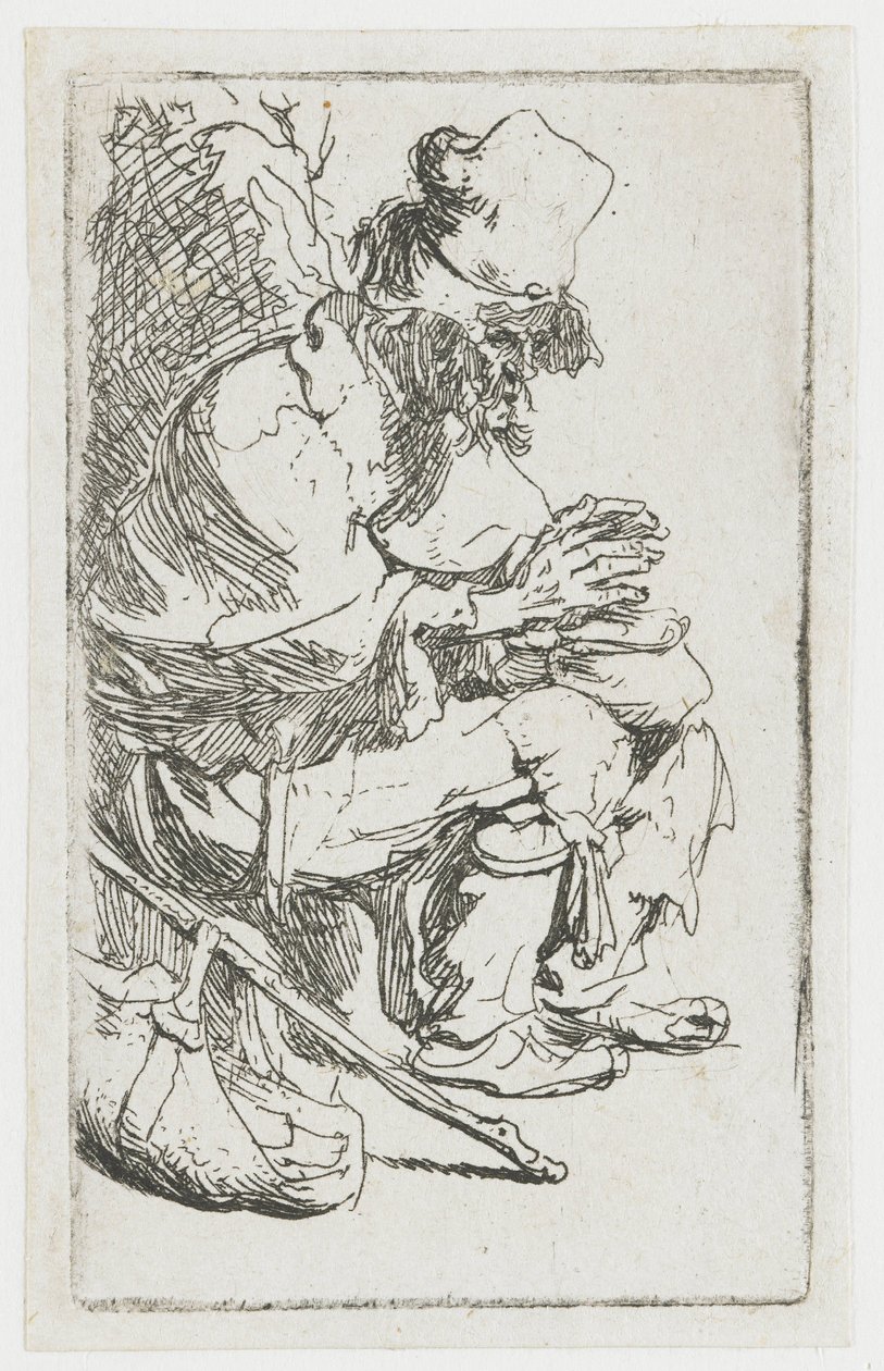 Un mendiant se réchauffant les mains - Rembrandt van Rijn