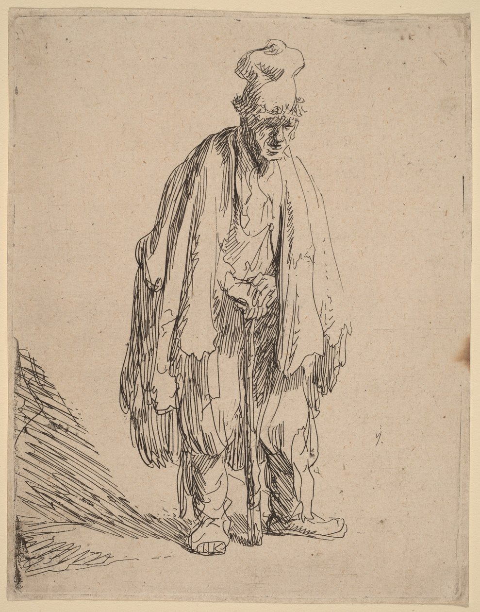 Mendiant coiffé d