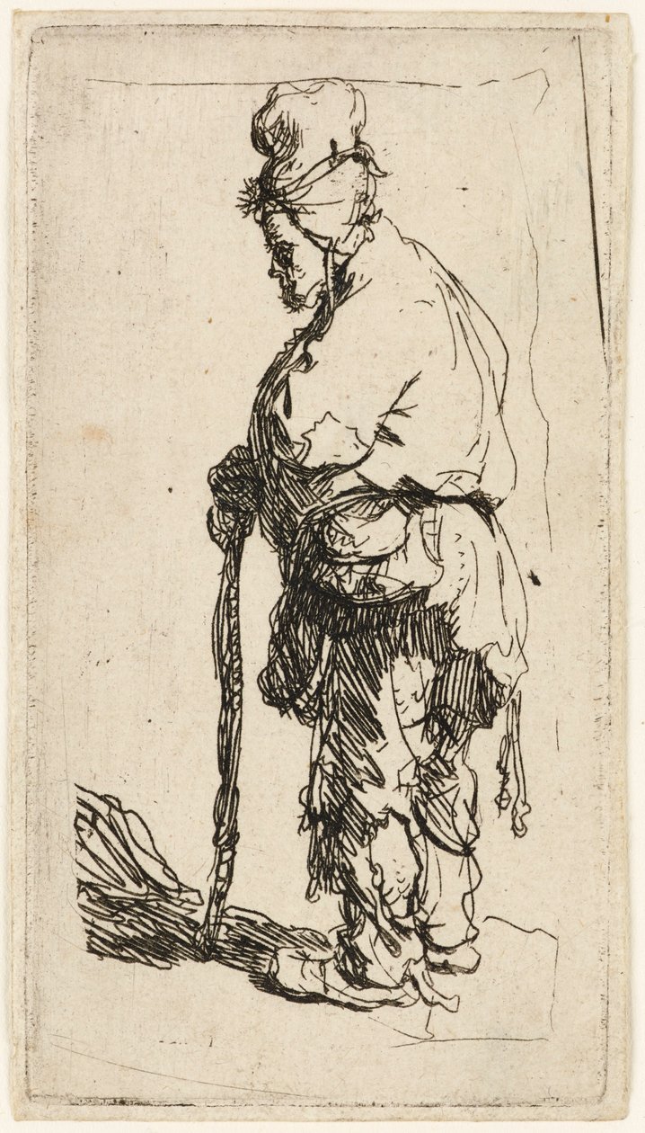 Mendiant appuyé sur un bâton, vers 1630 - Rembrandt van Rijn