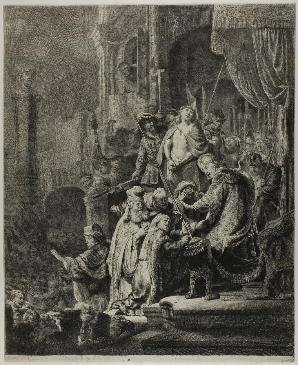 Le Christ devant Pilate : Grande planche - Rembrandt van Rijn