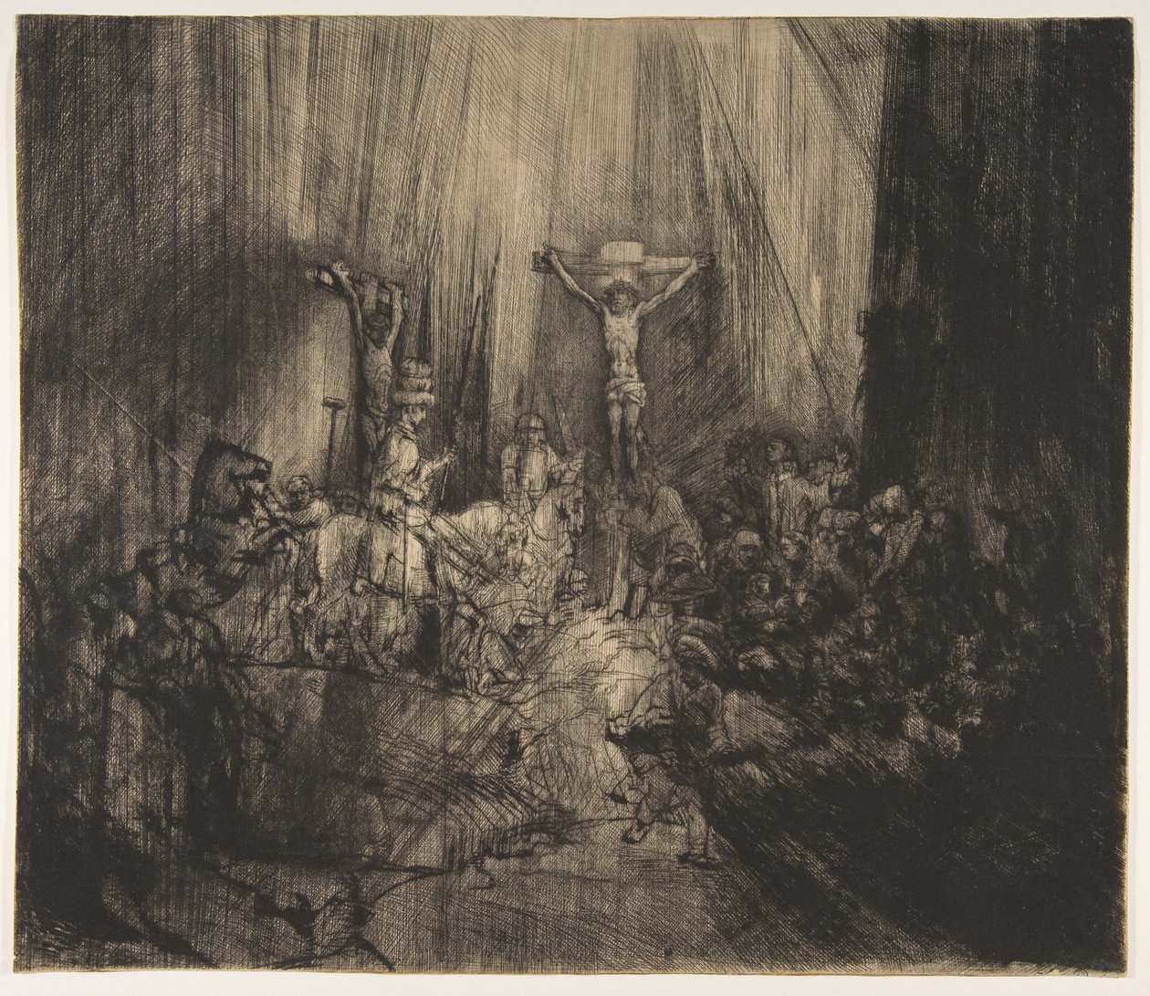 Christ crucifié entre les deux voleurs : Les trois croix - Rembrandt van Rijn