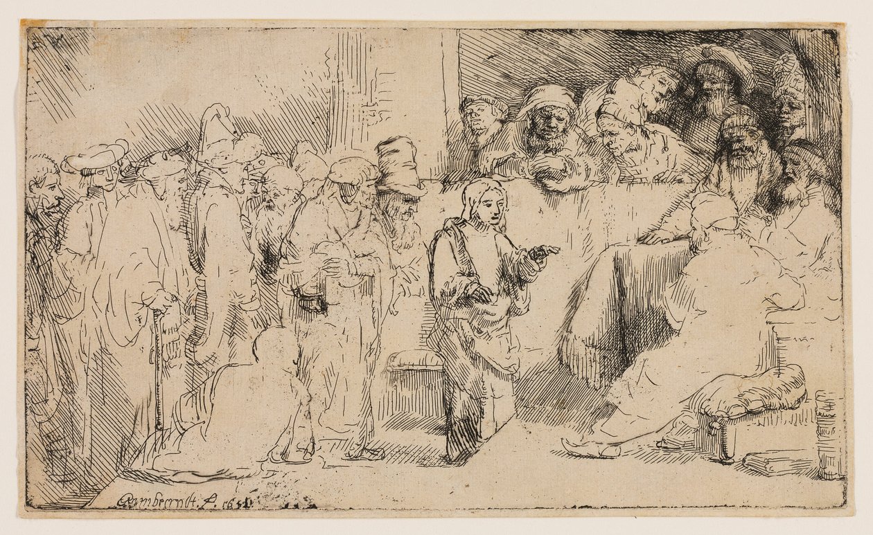 Christ disputant avec les docteurs : une esquisse - Rembrandt van Rijn