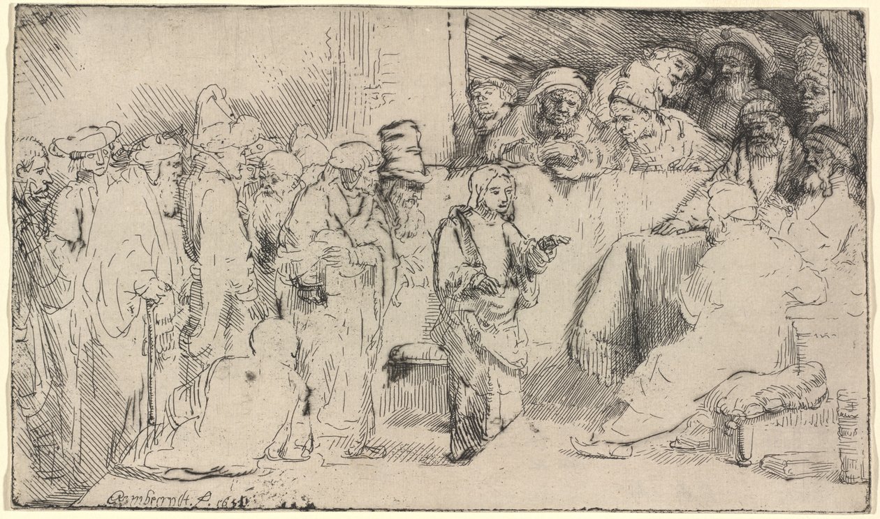 Le Christ Disputant avec les Docteurs : une Esquisse - Rembrandt van Rijn