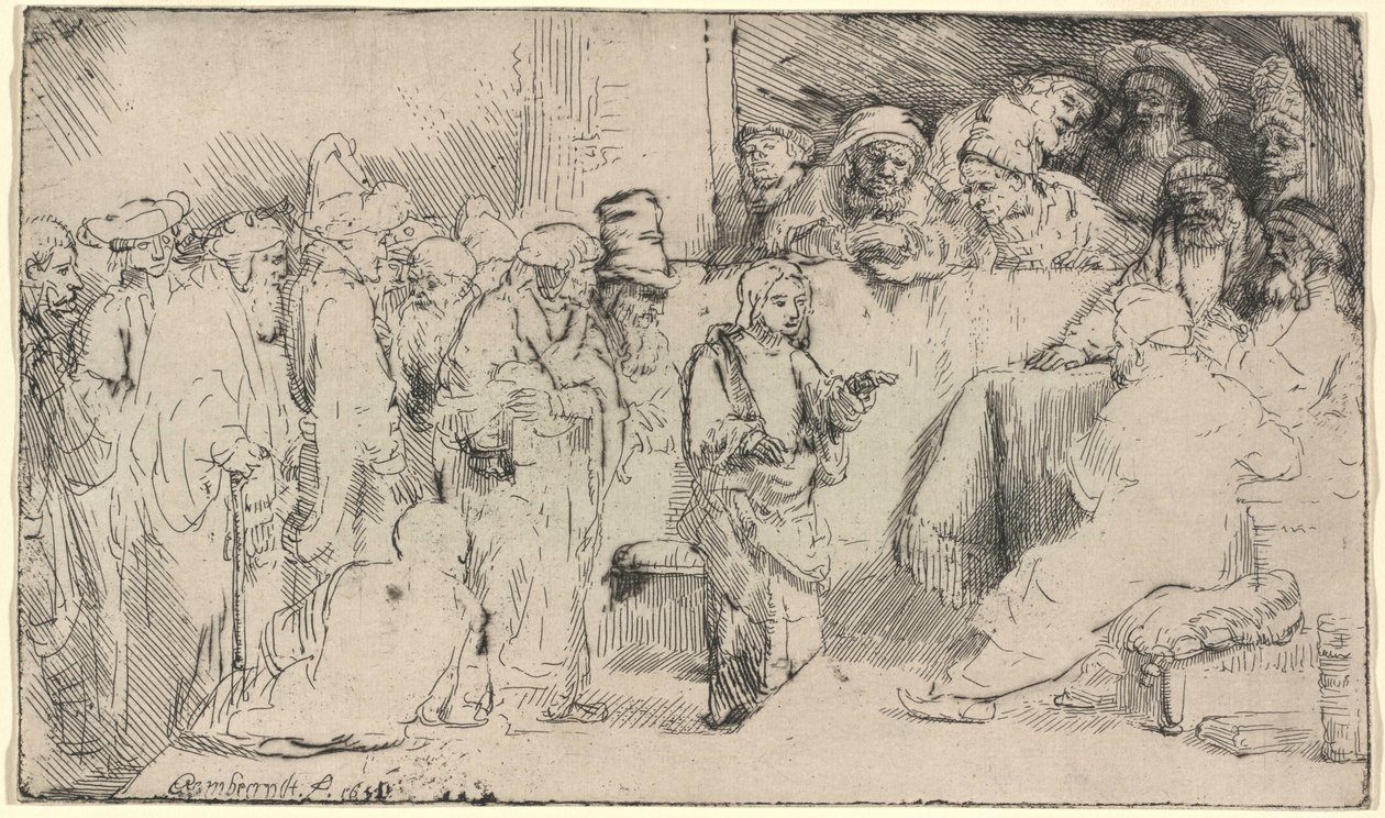 Le Christ discutant avec les docteurs : une esquisse - Rembrandt van Rijn