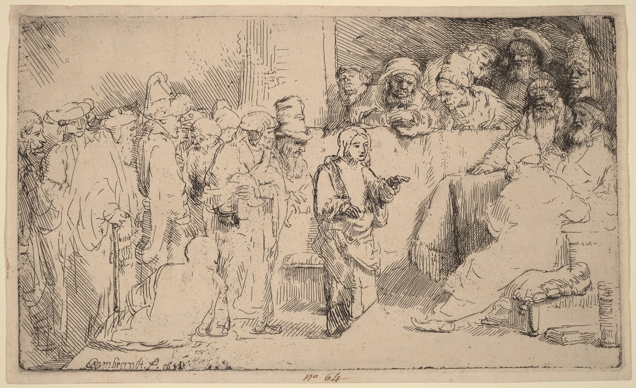 Le Christ discutant avec les docteurs : une esquisse - Rembrandt van Rijn