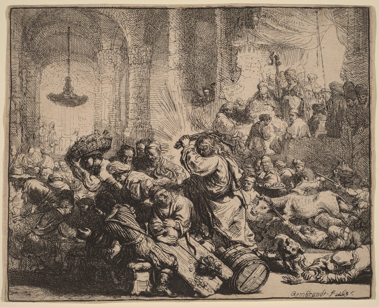 Le Christ chassant les changeurs du Temple - Rembrandt van Rijn