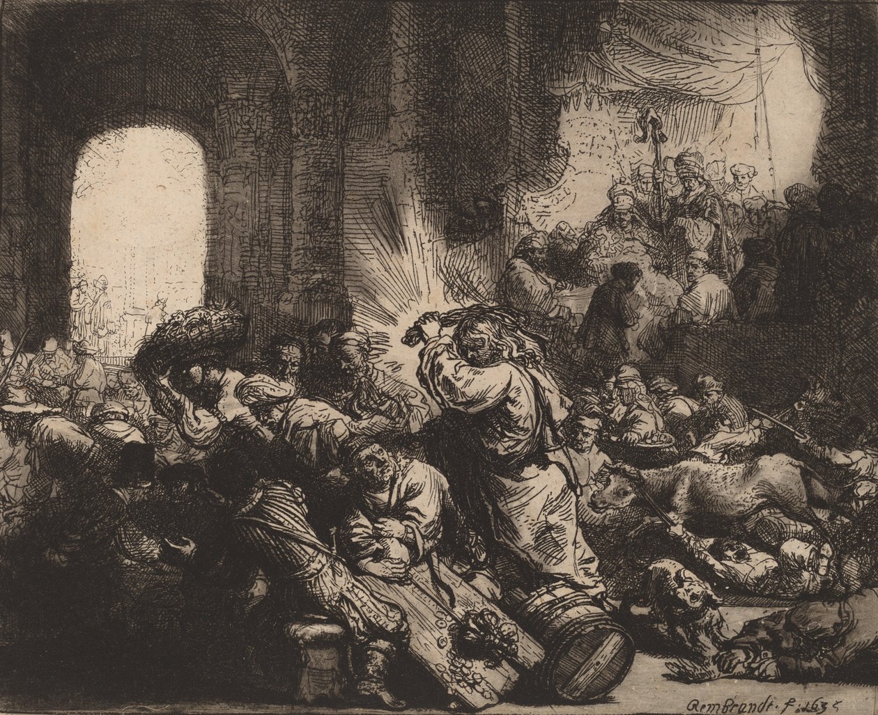 Christ chassant les marchands du temple, 1635 - Rembrandt van Rijn