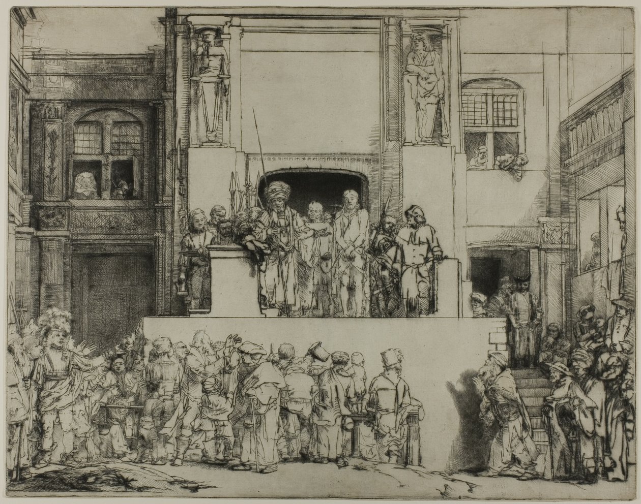Le Christ présenté au peuple : plaque oblongue - Rembrandt van Rijn