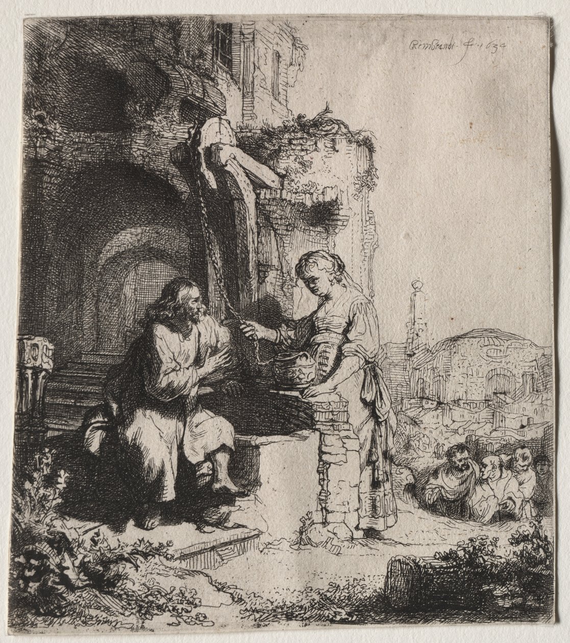 Le Christ et la femme de Samarie parmi les ruines - Rembrandt van Rijn
