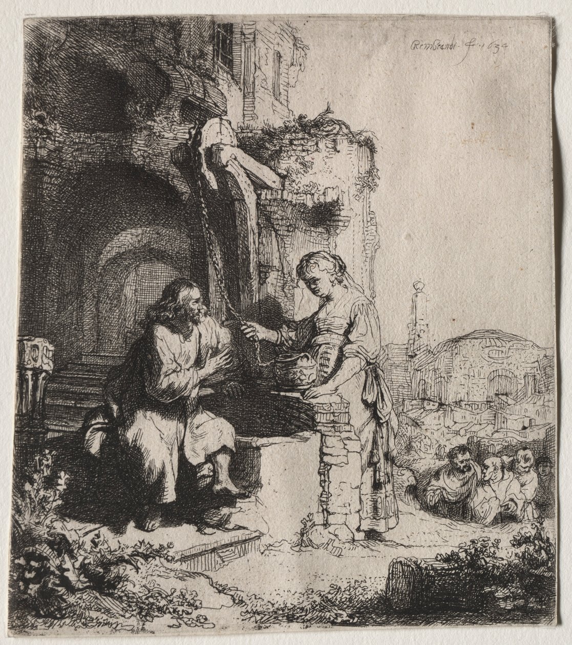 Le Christ et la femme de Samarie parmi les ruines, 1634 - Rembrandt van Rijn