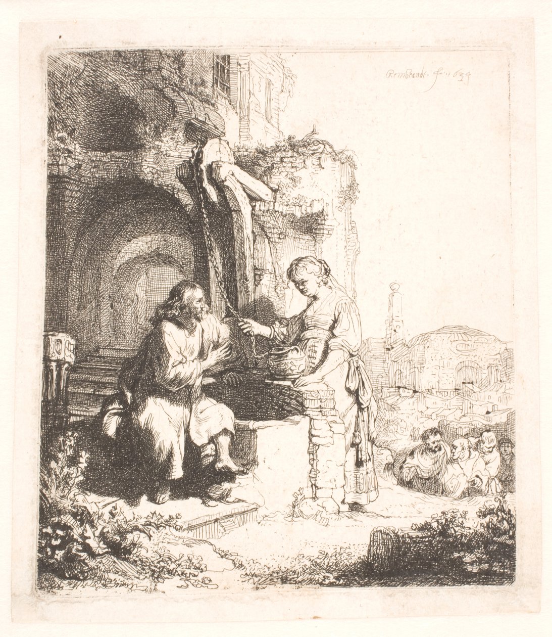 Christ et la femme de Samarie : parmi les ruines - Rembrandt van Rijn