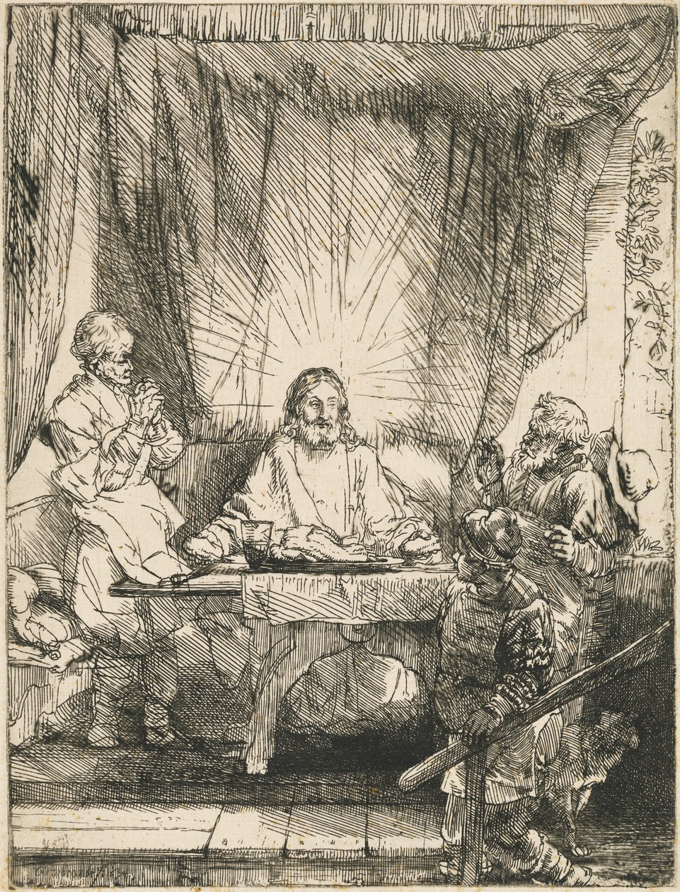 Le Christ à Emmaüs : la grande plaque - Rembrandt van Rijn