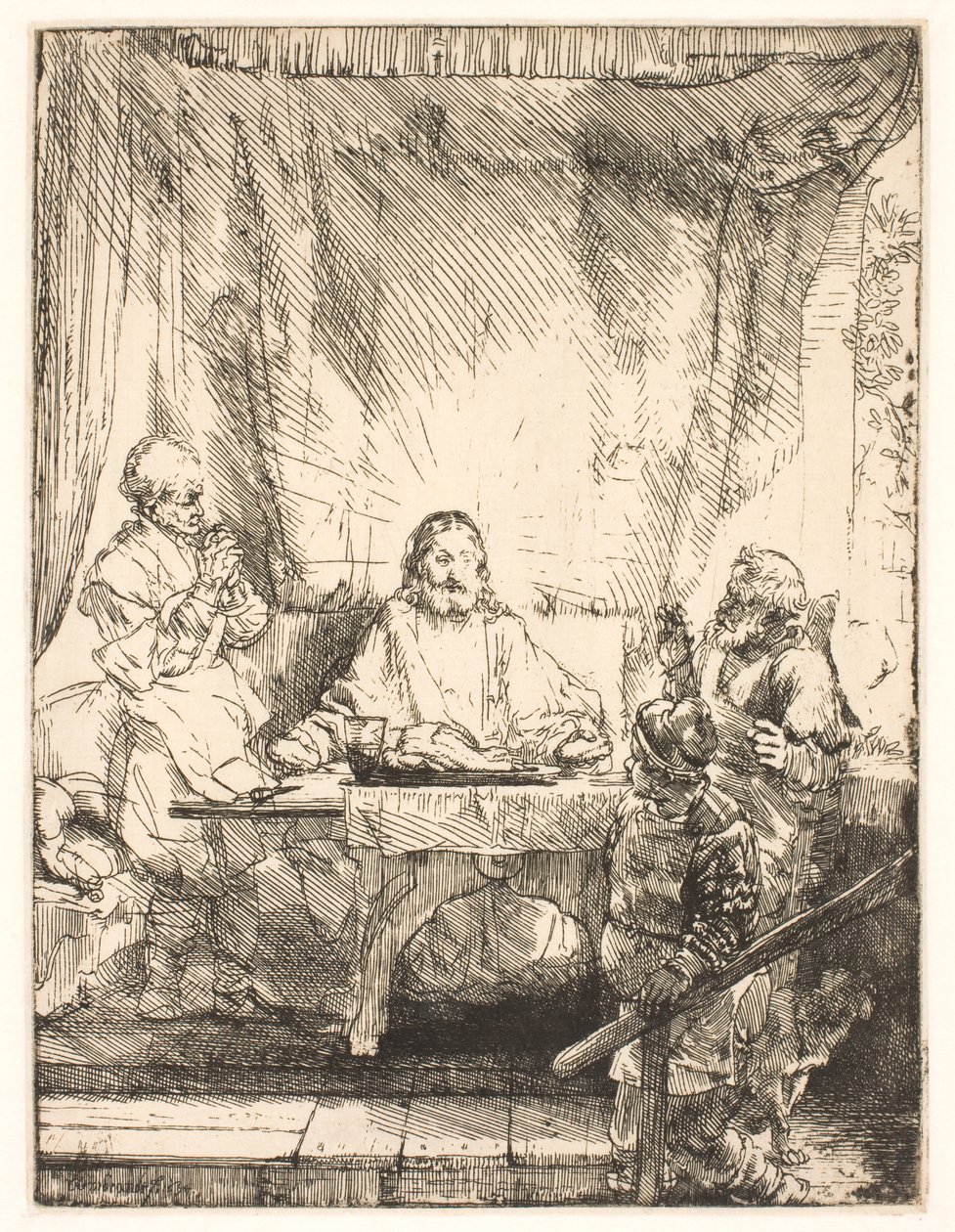 Le Christ à Emmaüs : la grande plaque - Rembrandt van Rijn