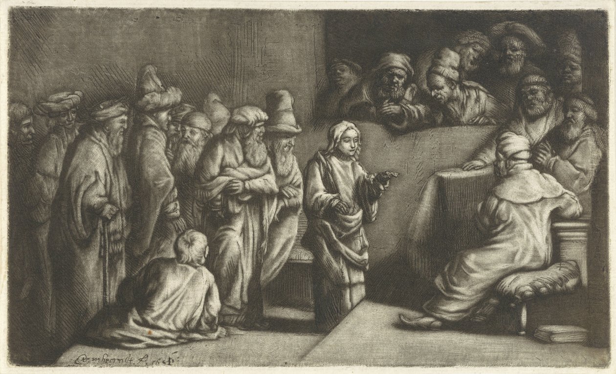 Christ disputing with the Doctors: a sketch - Rembrandt van Rijn