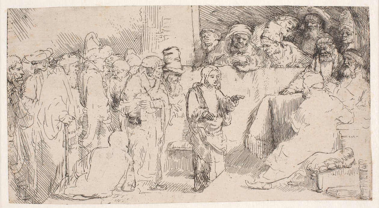 Le Christ discutant avec les docteurs : une esquisse - Rembrandt van Rijn