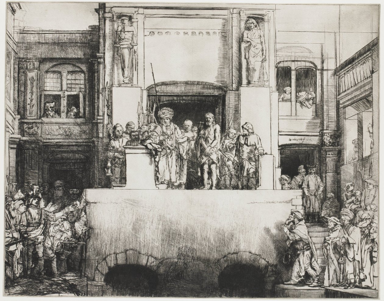 Le Christ présenté au peuple : assiette rectangulaire - Rembrandt van Rijn