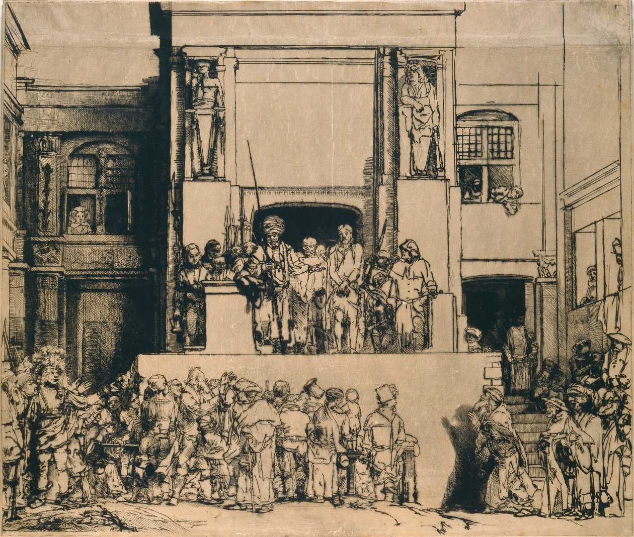 Christ présenté au peuple: plaque oblongue - Rembrandt van Rijn