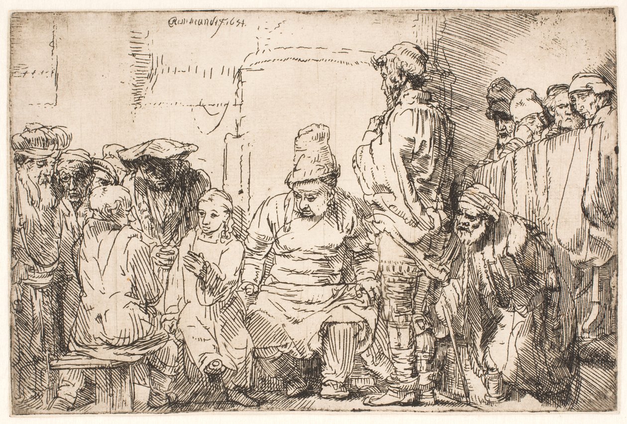 Le Christ assis, en pleine discussion avec les docteurs - Rembrandt van Rijn