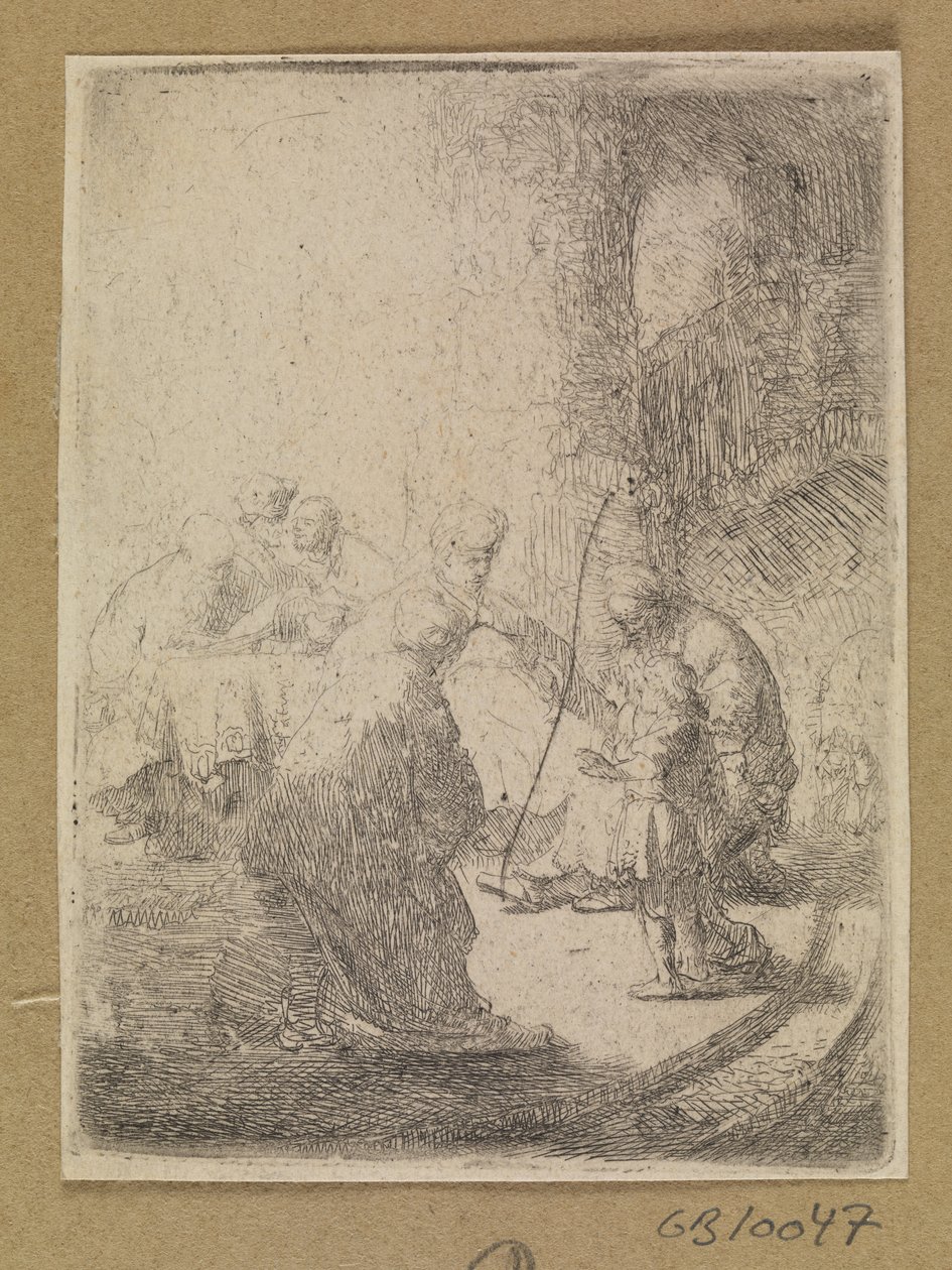 Le Christ enfant et les docteurs. Petite plaque - Rembrandt van Rijn