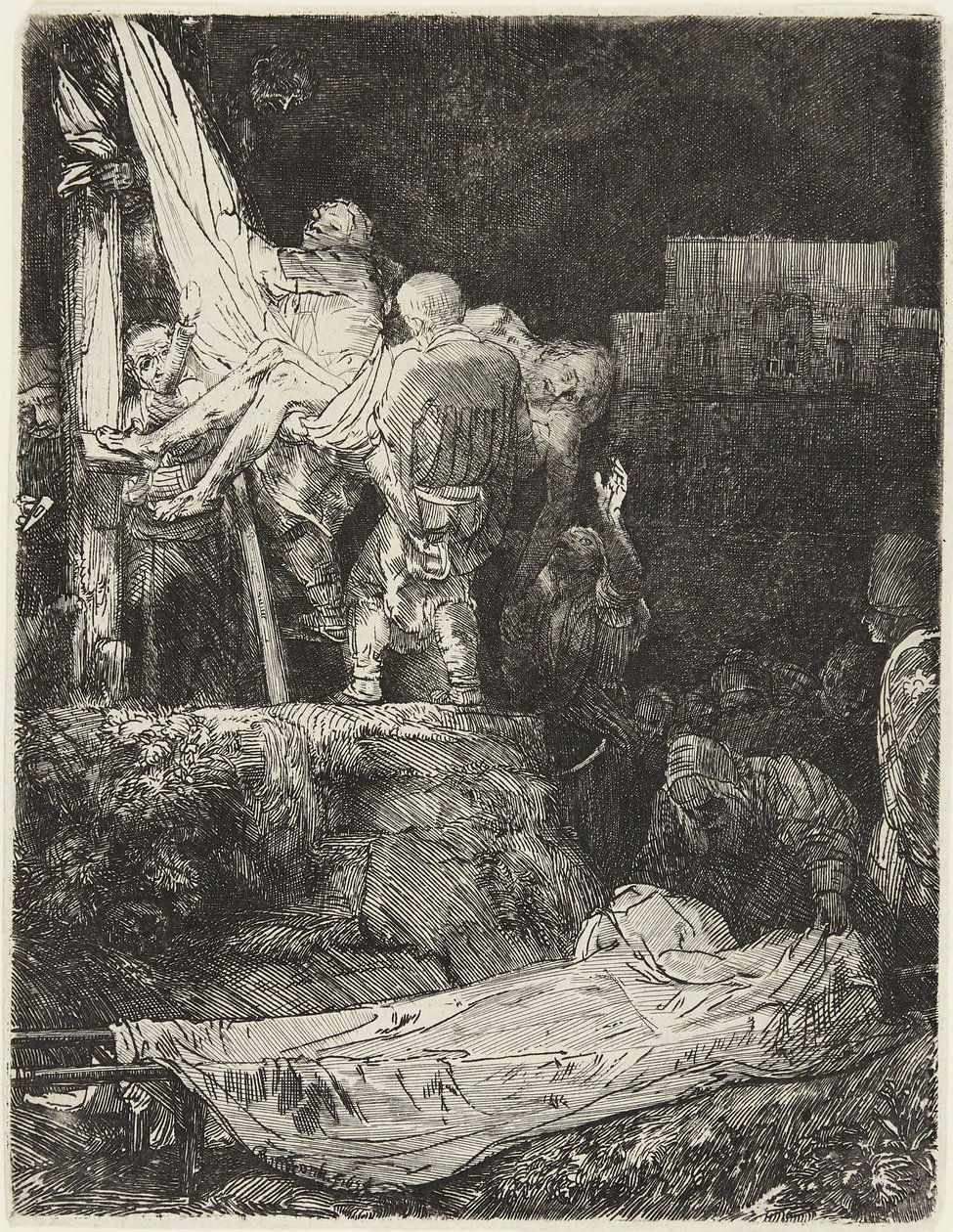 La Descente de croix à la lueur des torches - Rembrandt van Rijn