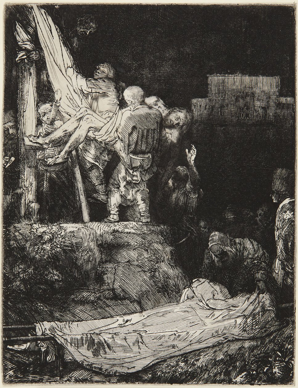 La Descente de croix à la lueur des torches - Rembrandt van Rijn