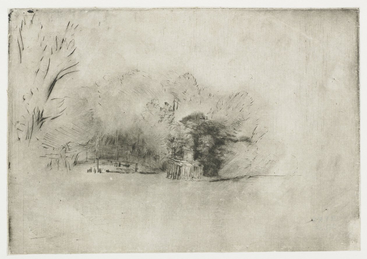 Ferme parmi les arbres - Rembrandt van Rijn