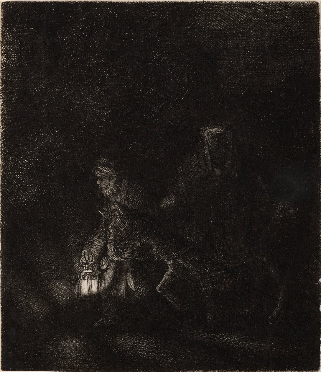 La fuite en Égypte : une pièce nocturne - Rembrandt van Rijn
