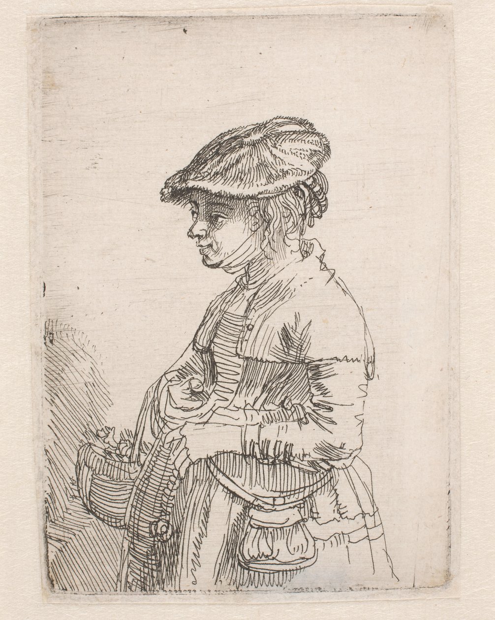 Une fille avec un panier - Rembrandt van Rijn