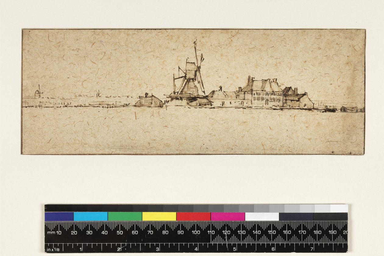 Het Molentje, vers 1654 (plume et encre avec lavis et gouache sur papier) - Rembrandt van Rijn