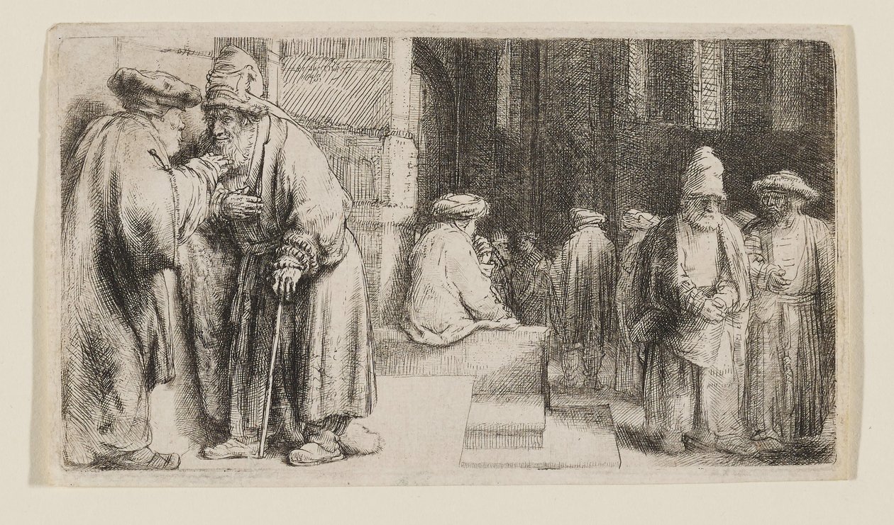 Des Juifs dans une synagogue - Rembrandt van Rijn