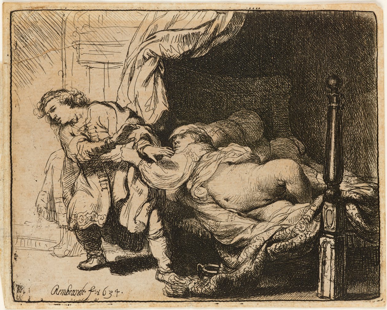 Joseph et la femme de Potiphar [Gen. 39: 7-12], 1634 - Rembrandt van Rijn
