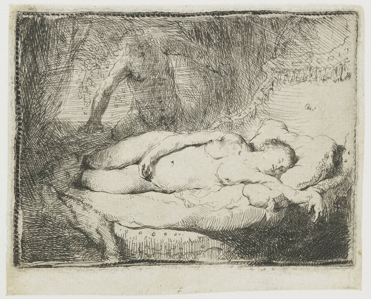 Jupiter et Antiope : petite plaque - Rembrandt van Rijn