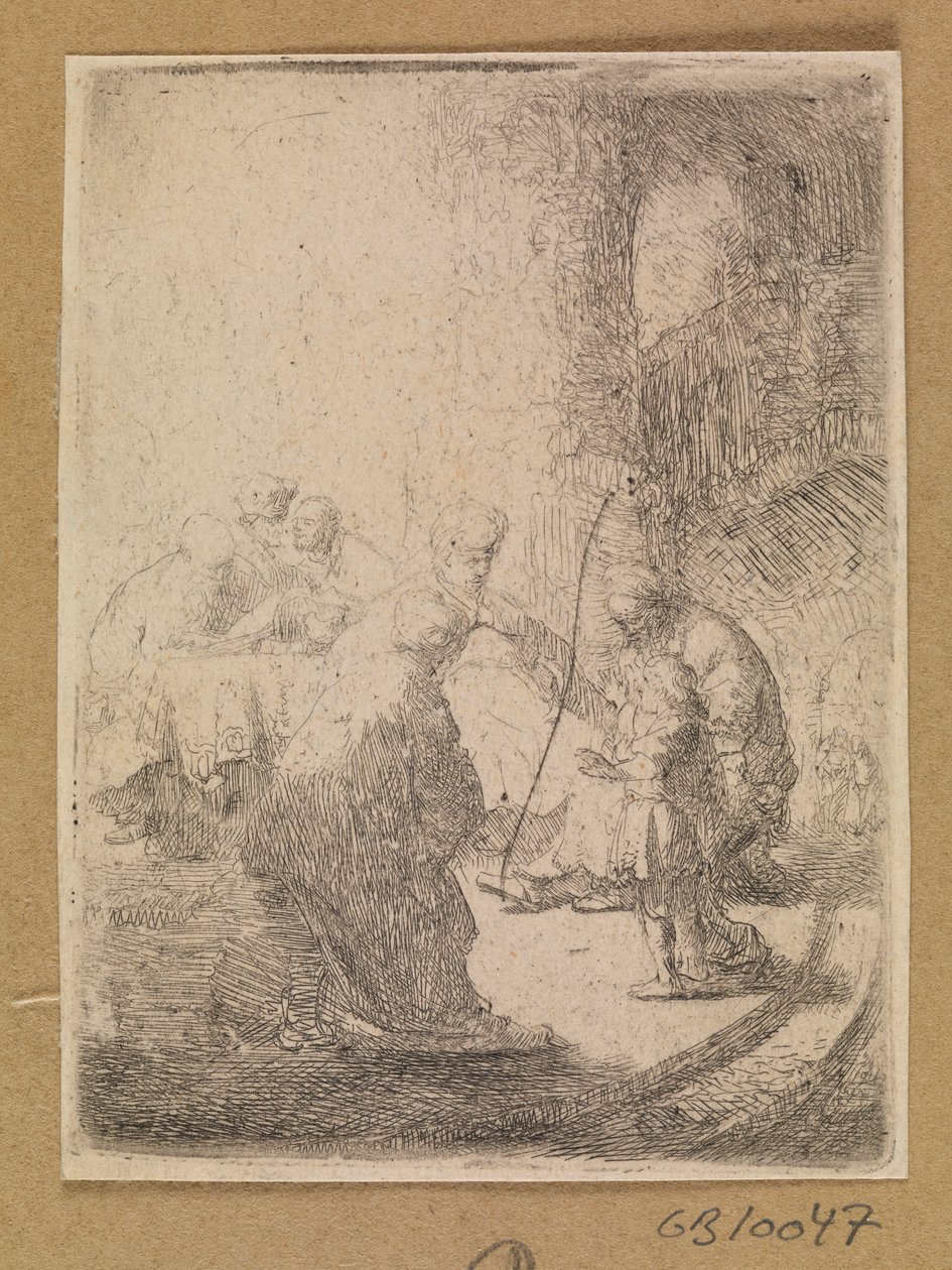 Le Christ enfant et les docteurs. Petite plaque - Rembrandt van Rijn