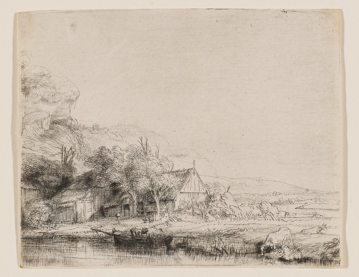 Paysage avec une vache qui s