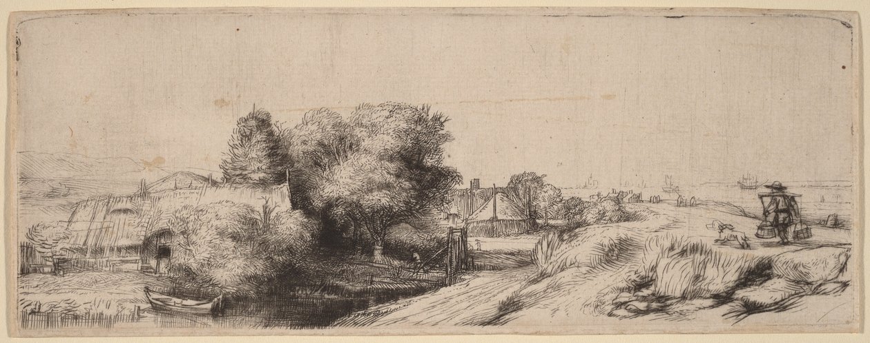 Paysage avec un laitier - Rembrandt van Rijn