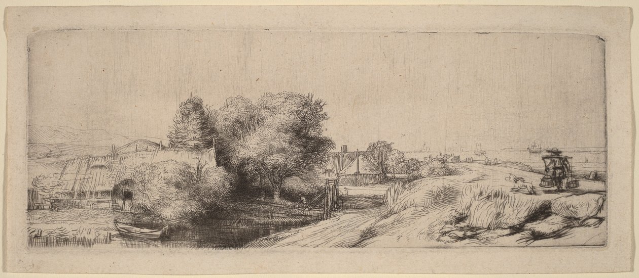 Paysage avec un laitier - Rembrandt van Rijn