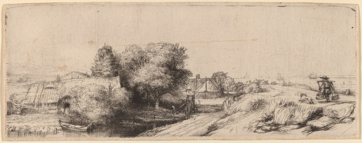 Paysage avec un laitier, vers 1650 - Rembrandt van Rijn