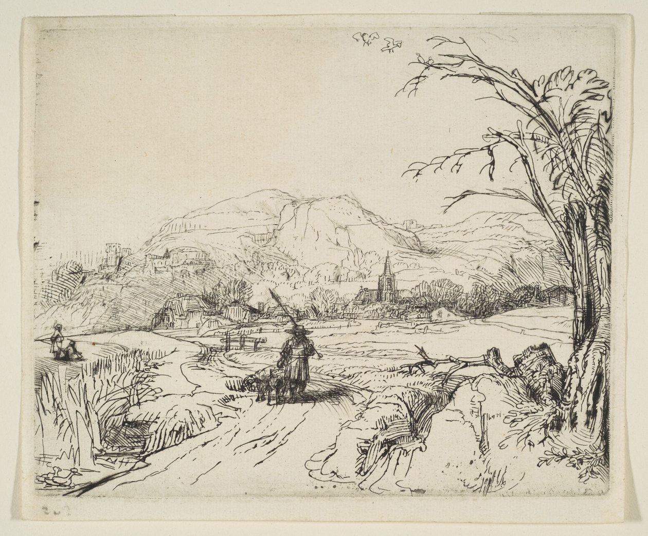 Paysage avec un berger et un chien, vers 1653 - Rembrandt van Rijn