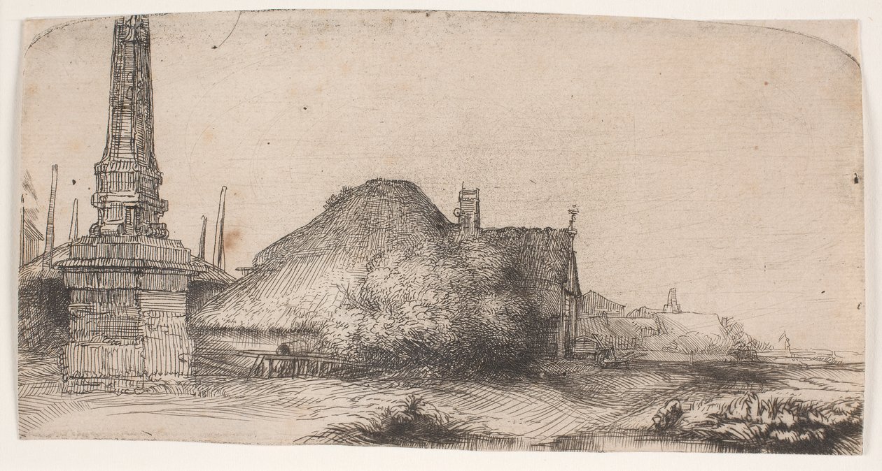 Paysage avec un obélisque - Rembrandt van Rijn