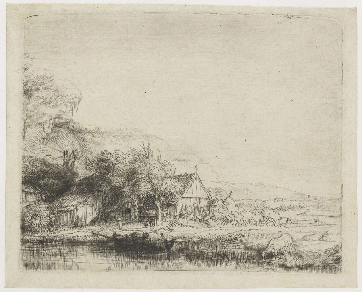 Paysage avec une vache qui s