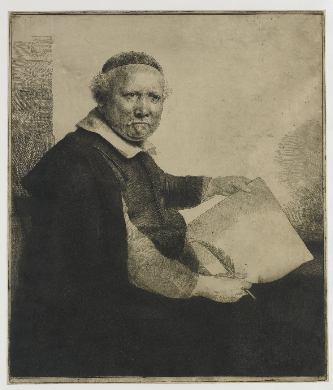 Lieven Willemsz. van Coppenol, maître-lettrier : la grande planche - Rembrandt van Rijn